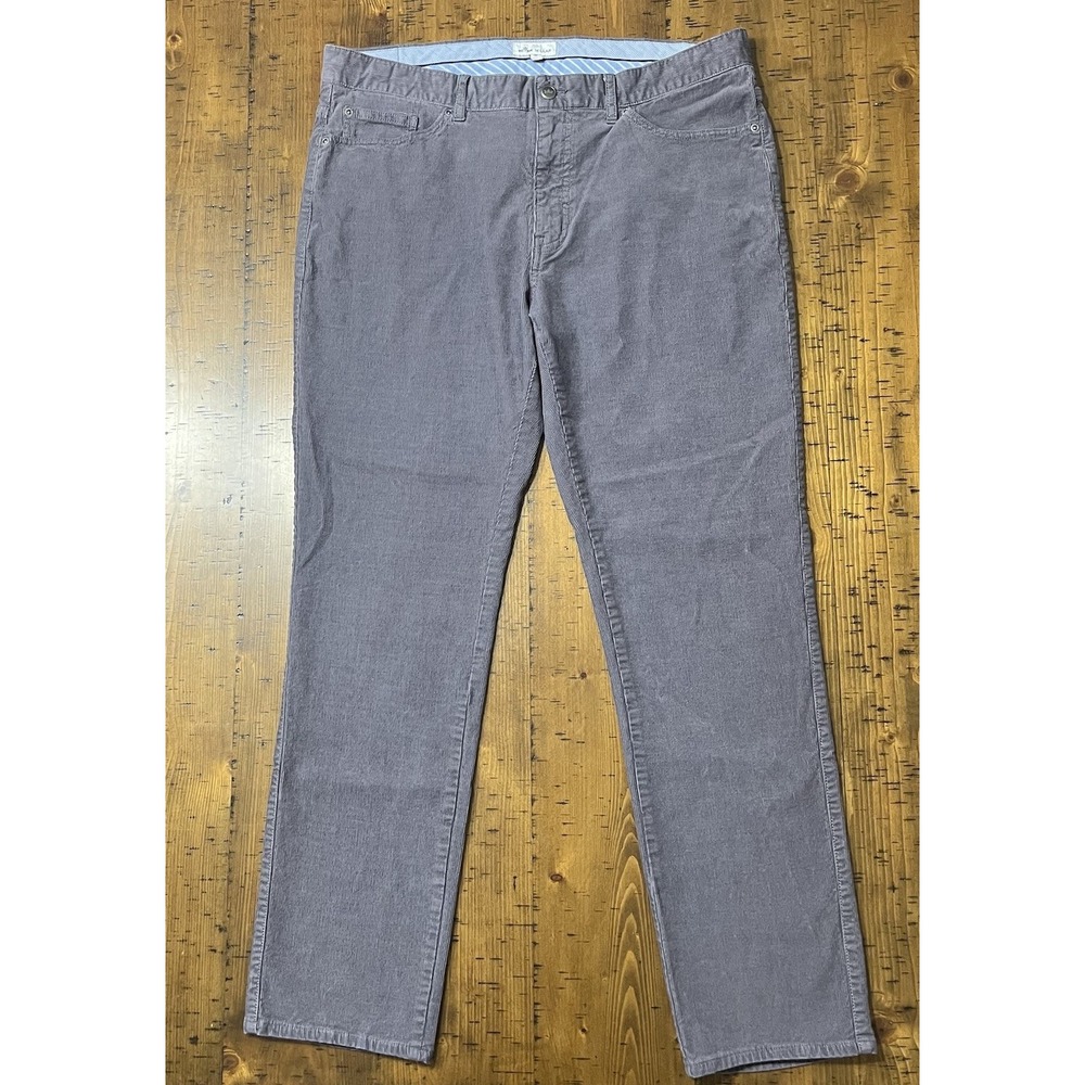 Peter Millar Mens Corduroy Pants Casual Dress Trousers Gray Size 36X30